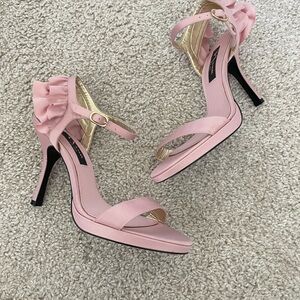 Nina Blush Pink Ruffle Strap Heels